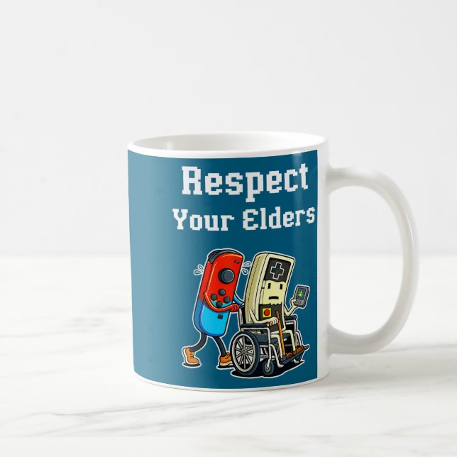 Respect Your Elders Retro Gaming Funny Gamer Contr Kaffemugg (Höger)