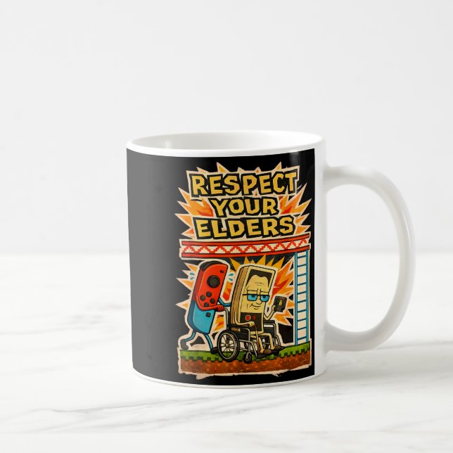 Respect Your Elders Retro Gaming Funny Gamer Contr Kaffemugg (Höger)