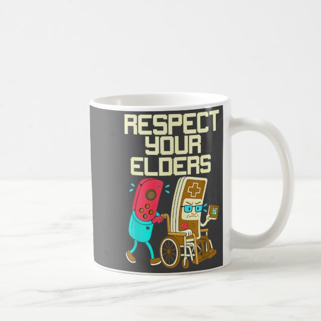 Respect Your Elders Retro Gaming Funny Gamer Contr Kaffemugg (Höger)