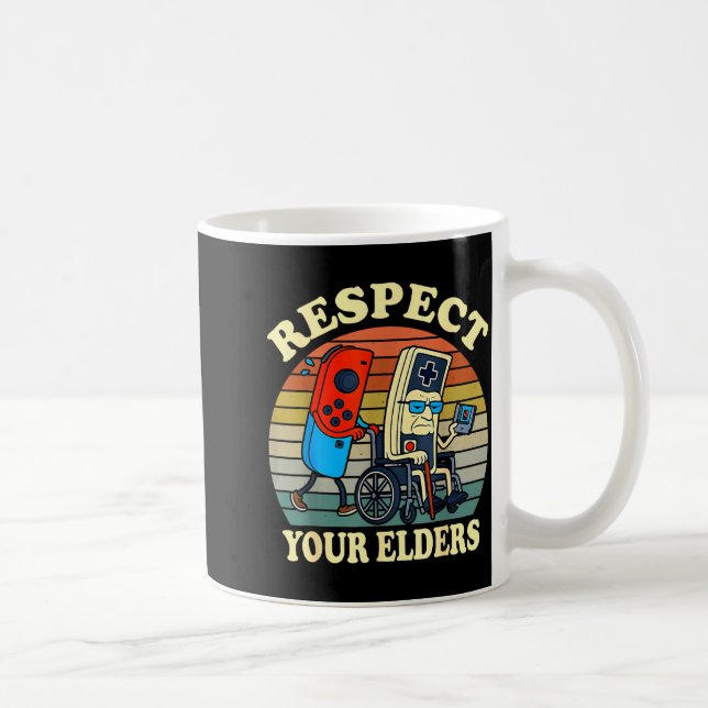 Respect Your Elders Retro Gaming Funny Gamer Contr Kaffemugg (Höger)