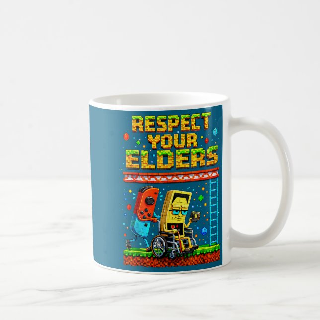 Respect Your Elders Retro Gaming Funny Gamer Contr Kaffemugg (Höger)