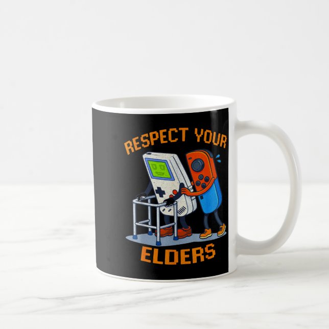 Respect Your Elders Retro Gaming Funny Gamer Contr Kaffemugg (Höger)