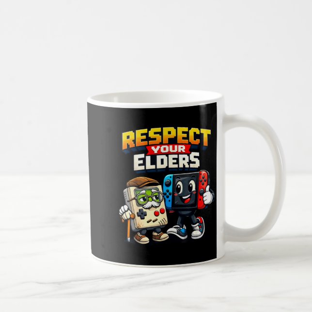 Respect Your Elders Retro Gaming Funny Gamer Contr Kaffemugg (Höger)