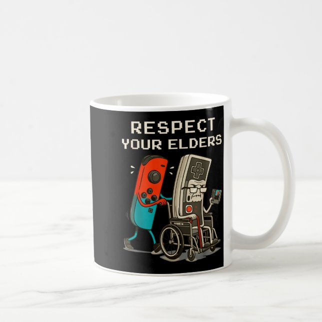 Respect Your Elders Retro Gaming Funny Gamer Contr Kaffemugg (Höger)