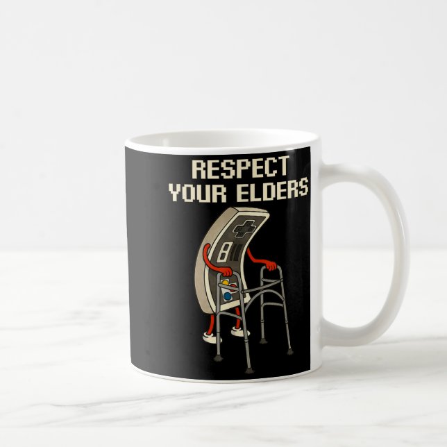 Respect Your Elders Retro Gaming Funny Gamer Contr Kaffemugg (Höger)