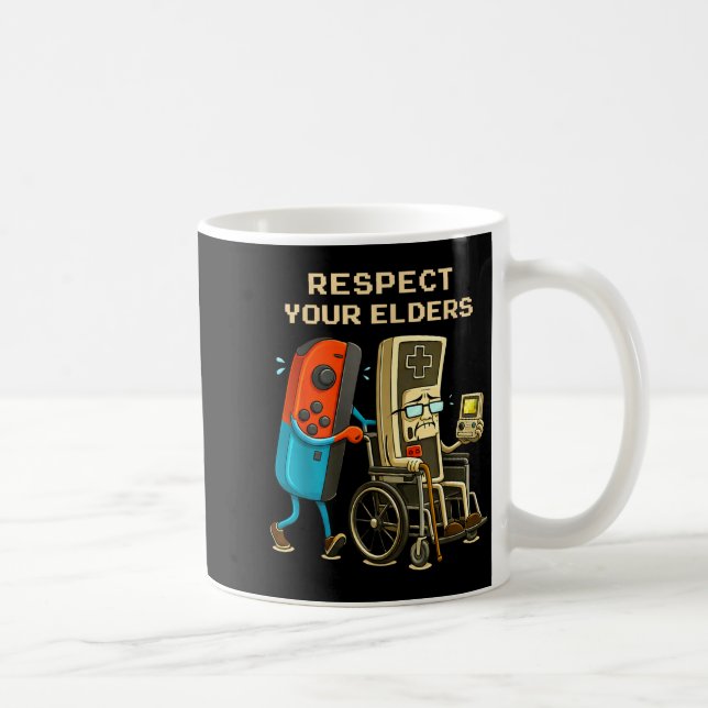 Respect Your Elders Retro Gaming Funny Gamer Contr Kaffemugg (Höger)