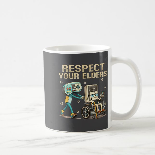 Respect Your Elders Retro Gaming Funny Gamer Contr Kaffemugg (Höger)