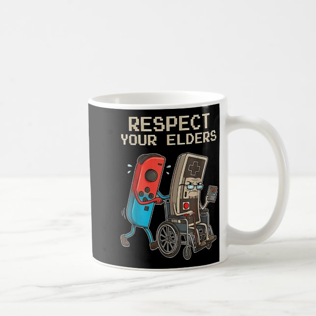 Respect Your Elders Retro Gaming Funny Gamer Contr Kaffemugg (Höger)