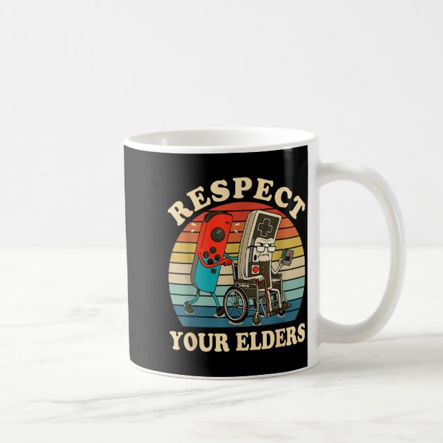 Respect Your Elders Retro Gaming Funny Gamer Contr Kaffemugg (Höger)