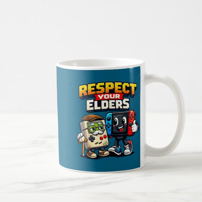 Respect Your Elders Retro Gaming Funny Gamer Contr Kaffemugg (Höger)