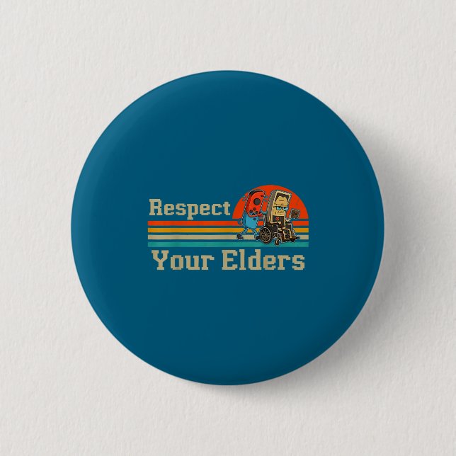 Respect Your Elders Retro Gaming Funny Gamer Contr Knapp (Framsida)