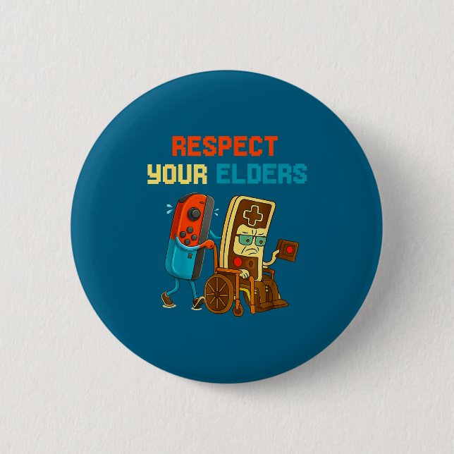 Respect Your Elders Retro Gaming Funny Gamer Contr Knapp (Framsida)