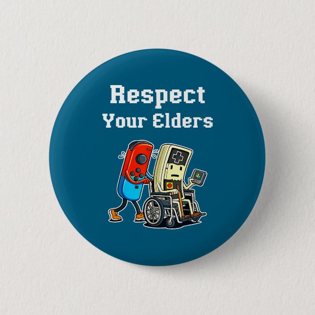 Respect Your Elders Retro Gaming Funny Gamer Contr Knapp (Framsida)