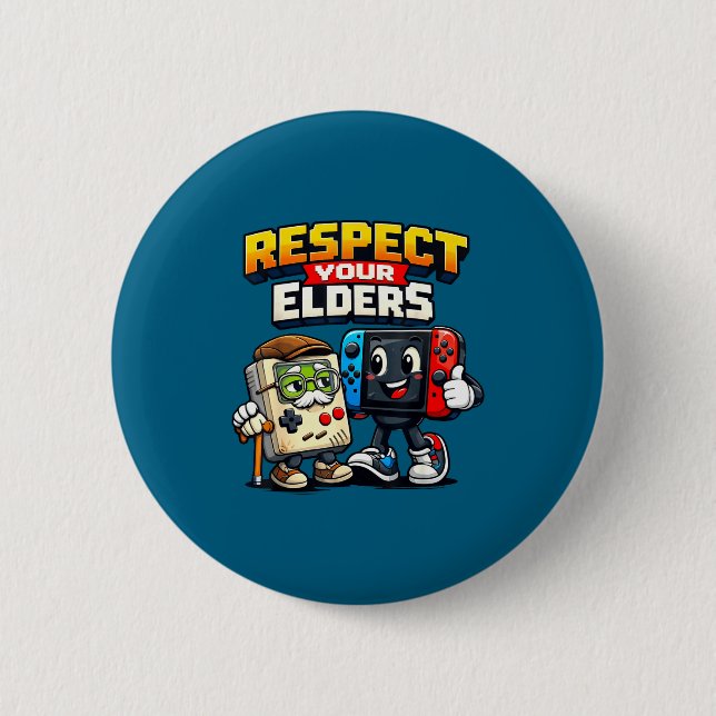 Respect Your Elders Retro Gaming Funny Gamer Contr Knapp (Framsida)