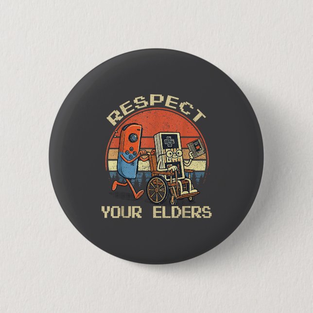 Respect Your Elders Retro Gaming Funny Gamer Contr Knapp (Framsida)