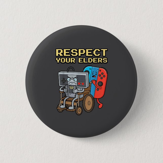 Respect Your Elders Retro Gaming Funny Gamer Contr Knapp (Framsida)