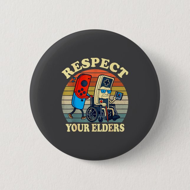 Respect Your Elders Retro Gaming Funny Gamer Contr Knapp (Framsida)
