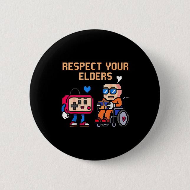 Respect Your Elders Retro Gaming Funny Gamer Contr Knapp (Framsida)