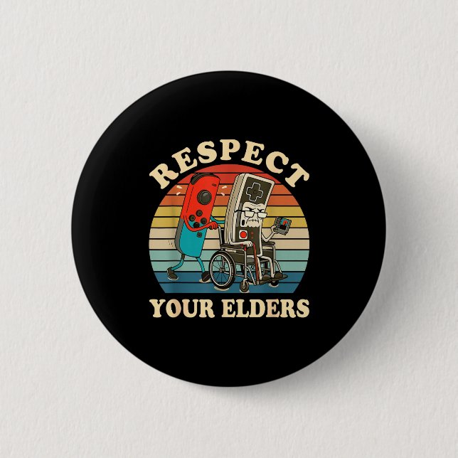 Respect Your Elders Retro Gaming Funny Gamer Contr Knapp (Framsida)