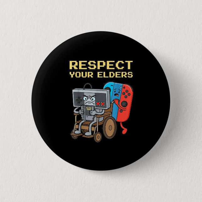 Respect Your Elders Retro Gaming Funny Gamer Contr Knapp (Framsida)