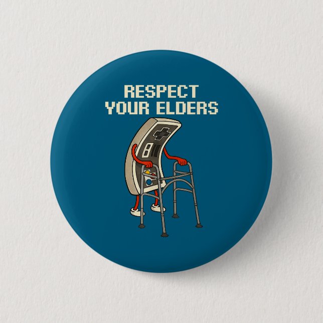 Respect Your Elders Retro Gaming Funny Gamer Contr Knapp (Framsida)