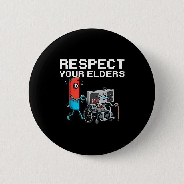 Respect Your Elders Retro Gaming Funny Gamer Contr Knapp (Framsida)