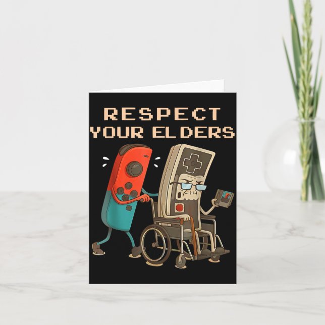 Respect Your Elders Retro Gaming Funny Gamer Contr Kort (Framsida)