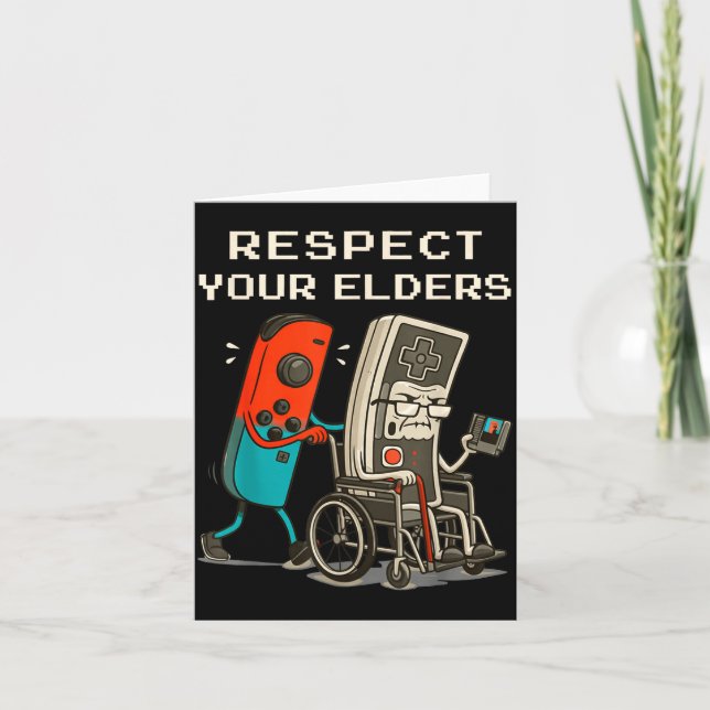 Respect Your Elders Retro Gaming Funny Gamer Contr Kort (Framsida)