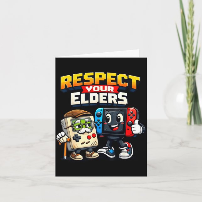 Respect Your Elders Retro Gaming Funny Gamer Contr Kort (Framsida)