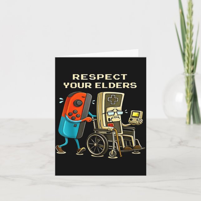 Respect Your Elders Retro Gaming Funny Gamer Contr Kort (Framsida)