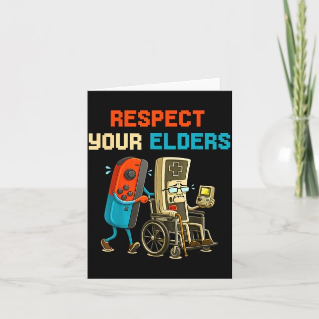 Respect Your Elders Retro Gaming Funny Gamer Contr Kort (Framsida)