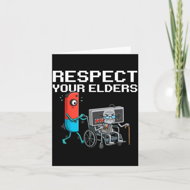 Respect Your Elders Retro Gaming Funny Gamer Contr Kort (Framsida)