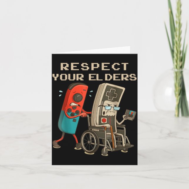 Respect Your Elders Retro Gaming Funny Gamer Contr Kort (Framsida)