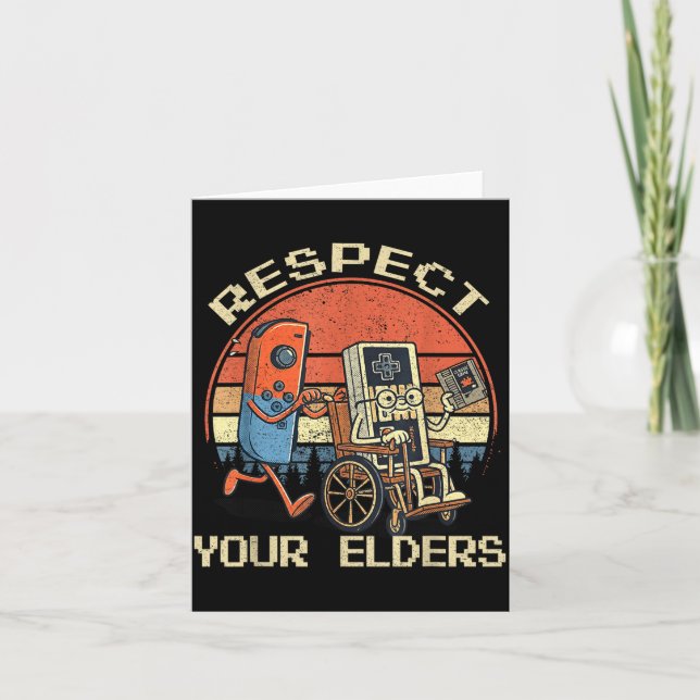 Respect Your Elders Retro Gaming Funny Gamer Contr Kort (Framsida)