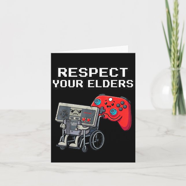 Respect Your Elders Retro Gaming Funny Gamer Contr Kort (Framsida)
