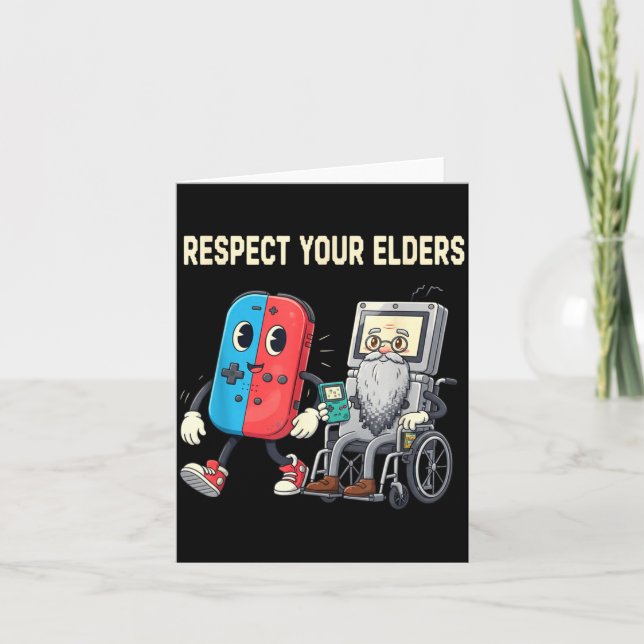 Respect Your Elders Retro Gaming Funny Gamer Contr Kort (Framsida)