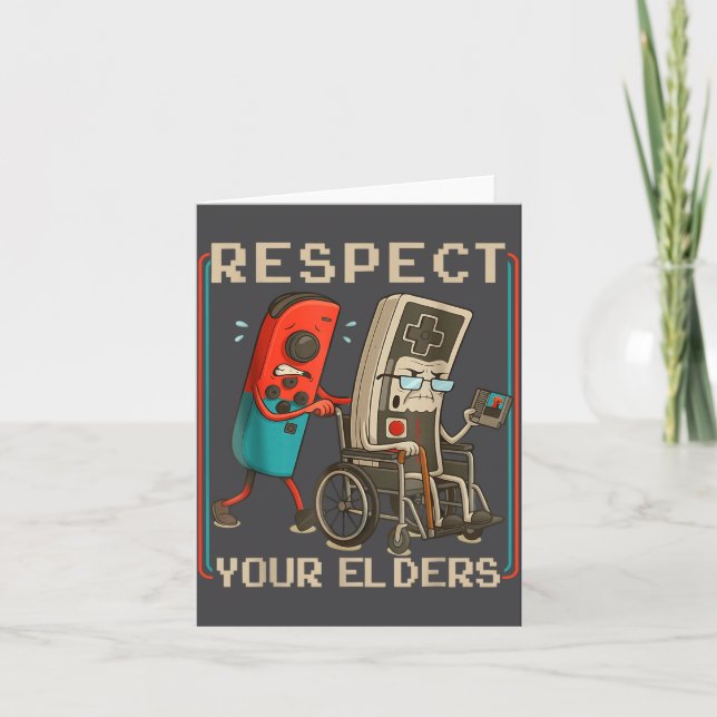 Respect Your Elders Retro Gaming Funny Gamer Contr Kort (Framsida)