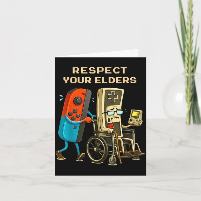 Respect Your Elders Retro Gaming Funny Gamer Contr Kort (Framsida)