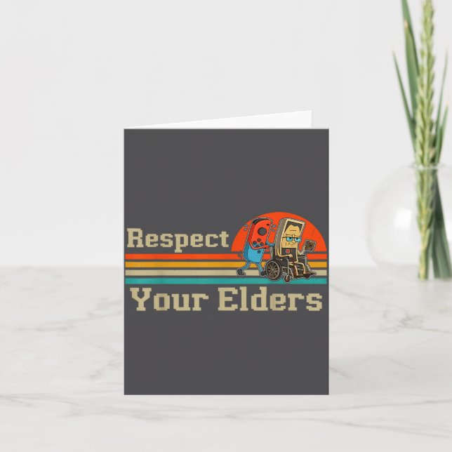 Respect Your Elders Retro Gaming Funny Gamer Contr Kort (Framsida)