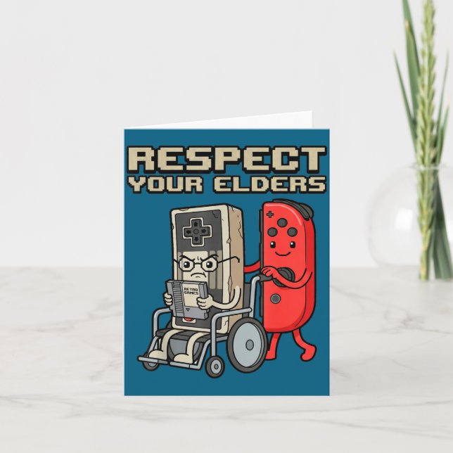 Respect Your Elders Retro Gaming Funny Gamer Contr Kort (Framsida)