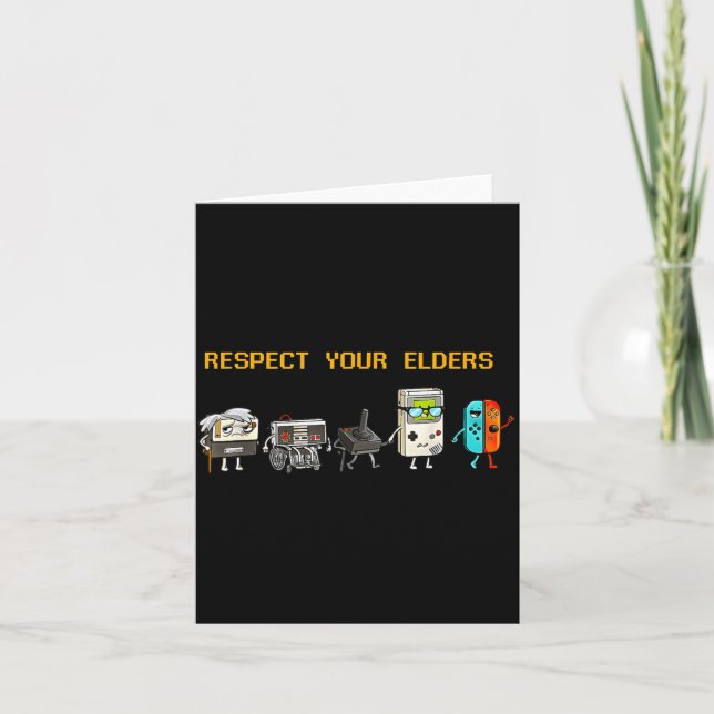 Respect Your Elders Retro Gaming Funny Gamer Contr Kort (Framsida)