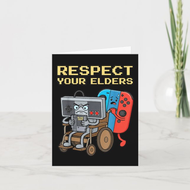Respect Your Elders Retro Gaming Funny Gamer Contr Kort (Framsida)