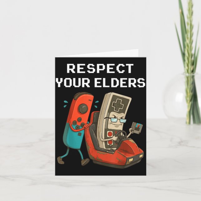 Respect Your Elders Retro Gaming Funny Gamer Contr Kort (Framsida)