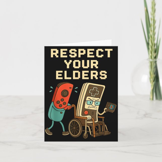 Respect Your Elders Retro Gaming Funny Gamer Contr Kort (Framsida)