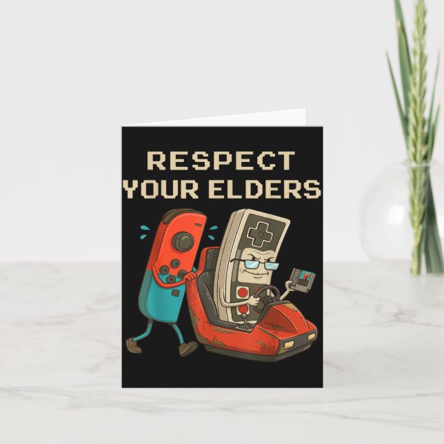 Respect Your Elders Retro Gaming Funny Gamer Contr Kort (Framsida)