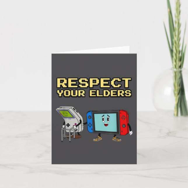 Respect Your Elders Retro Gaming Funny Gamer Contr Kort (Framsida)