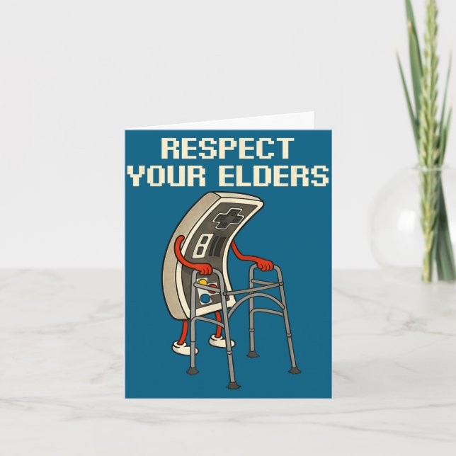 Respect Your Elders Retro Gaming Funny Gamer Contr Kort (Framsida)
