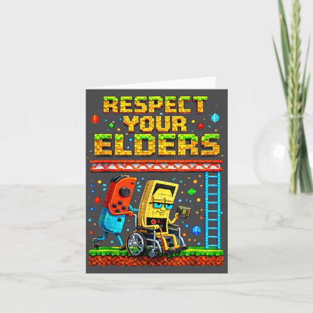 Respect Your Elders Retro Gaming Funny Gamer Contr Kort (Framsida)