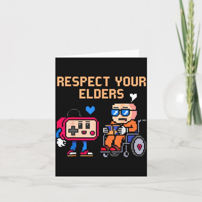Respect Your Elders Retro Gaming Funny Gamer Contr Kort (Framsida)