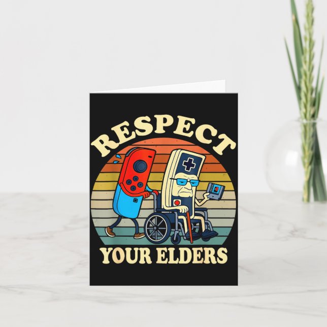 Respect Your Elders Retro Gaming Funny Gamer Contr Kort (Framsida)